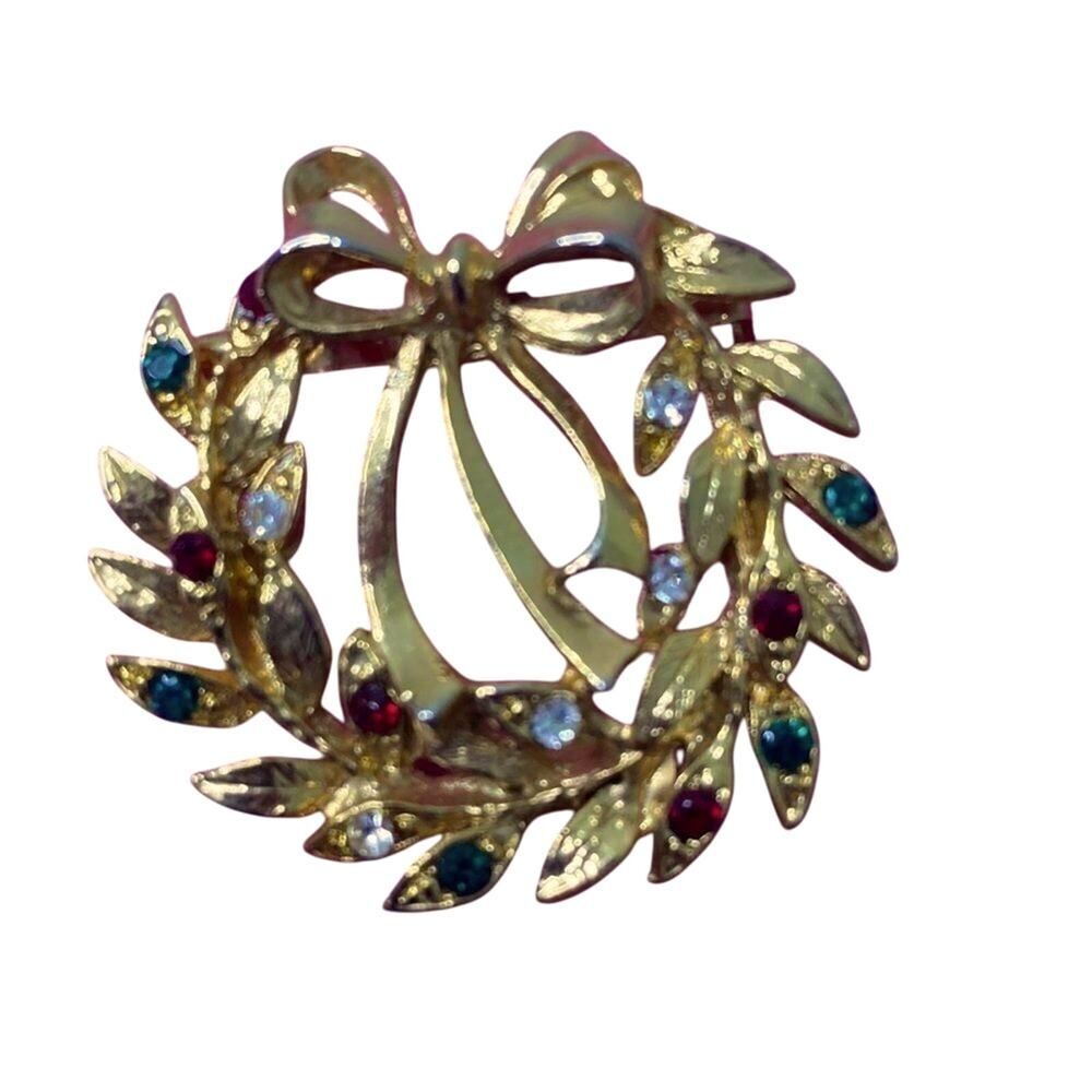 EISENBERG ICE vintage Christmas wreath brooch pin - Antique holiday